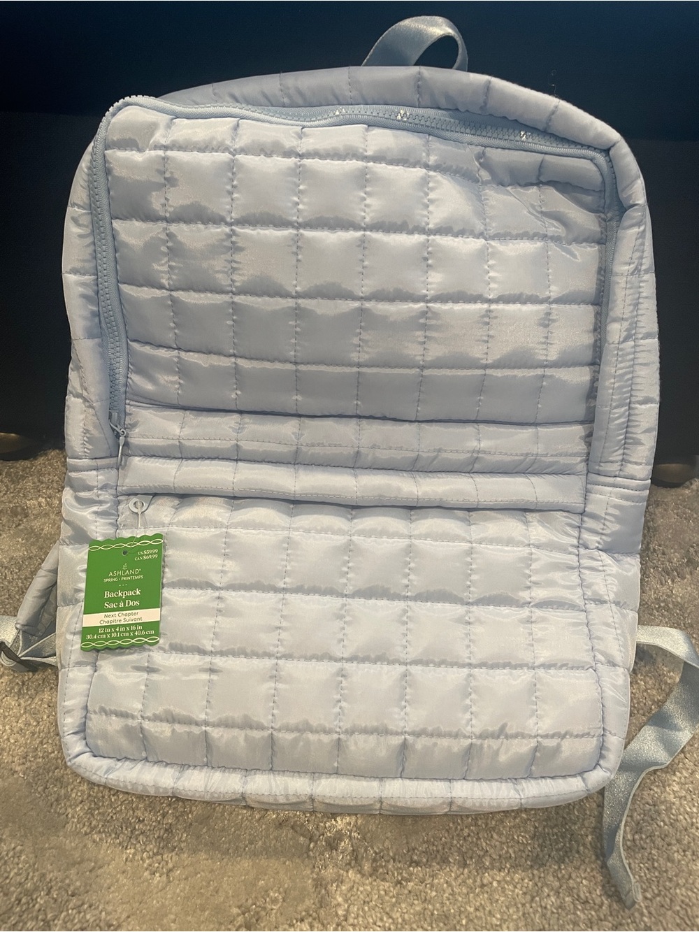 Ashland Quilted Light Blue Backpack